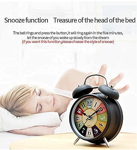 Pelirone Table Alarm Clock, Metal Twin Bell Analog Display With Night Led Light Battery Operated Loud Sound Alarm Voice Clock Fo