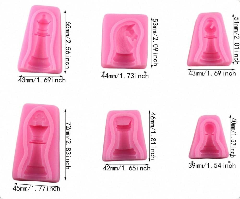 Anyana International Chess Game 6 Sets Fondnat Silicone Mold 3D Double-Sided Printing Gum Paste Mold Chocolate Candy Mould Bakin