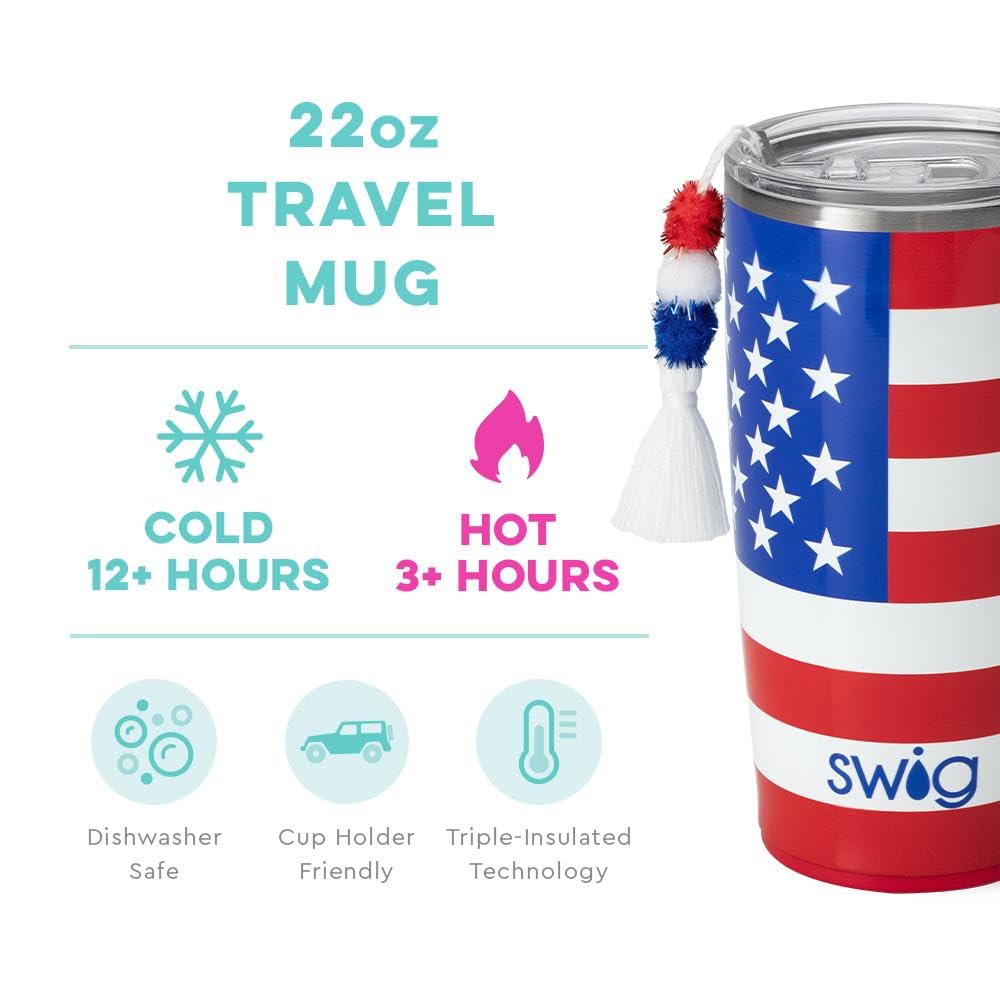Swig Life 22Oz Travel Mug, Insulated Tumbler With Handle And Lid, Cup Holder Friendly, Dishwasher Safe, Stainless Steel, Travel