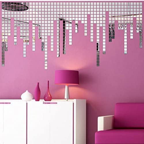 Meraki Mart Wall Stickers Square Non Glass 3D Acrylic Mirror Self Adhesive DIY Snake Tiles Wall Design Decor Art for Home, Bedro