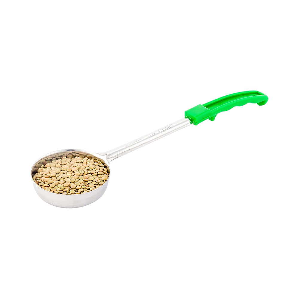 Restaurantware Met Lux 4 Ounce Portion Ladle 1 With Green Handle Portion Serving Spoon - Does Not Corrode Dishwashable Stainless
