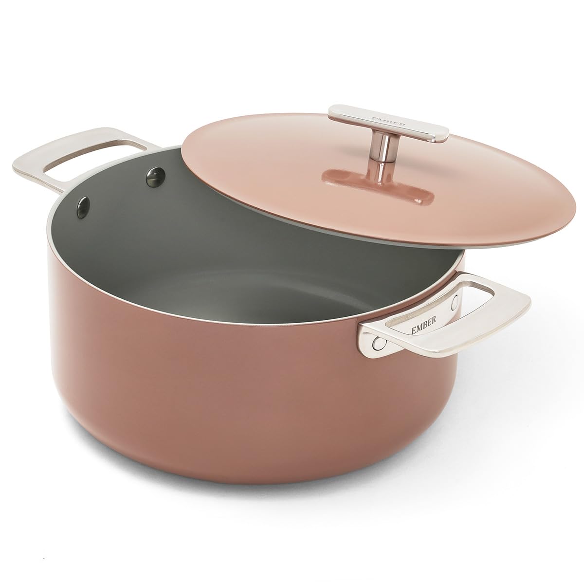 Ember Cookware Arcilla Ceramic Dutch Oven 24Cm | Non Stick Induction Cookware | 5 Litre Non Toxic Pot With Lid | Isi Certified |
