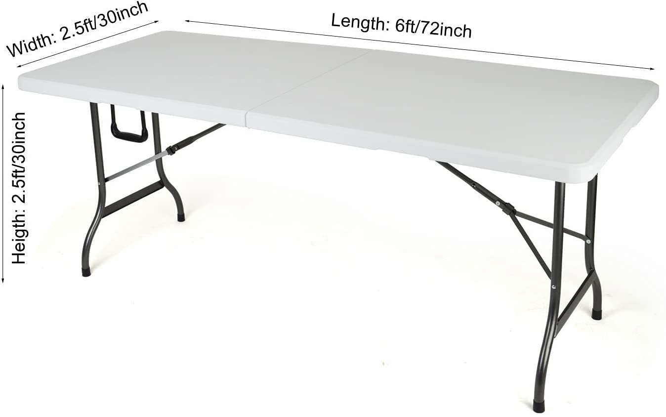 Gowinex 6Ft White Stretch Spandex Table Cover Tablecloth For Rectangular Fitted Folding Table