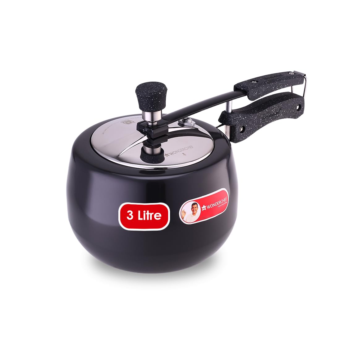 Wonderchef Taurus Hard Anodized Inner Lid Pressure Cooker 3 Litres | Soft Touch Handles For Durability Induction Friendly | Blac