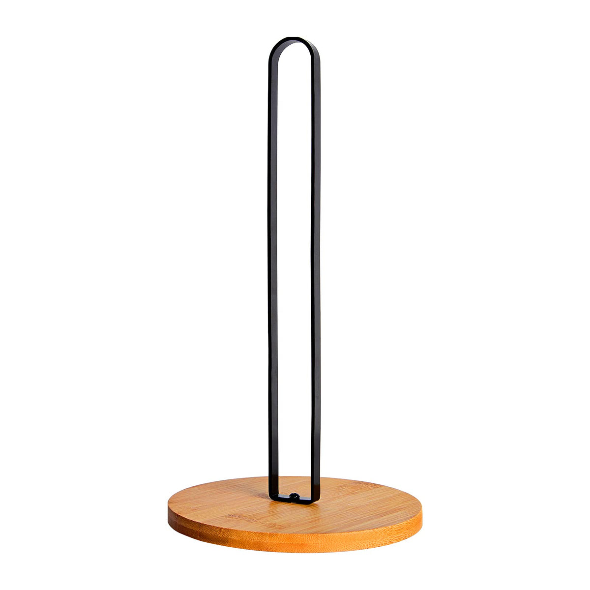 Tonlea Wood Paper Towel Holder, Black Paper Towel Holder Countertop, Kitchen Towel Holder Free-Standing With Non-Slip Wooden Bas
