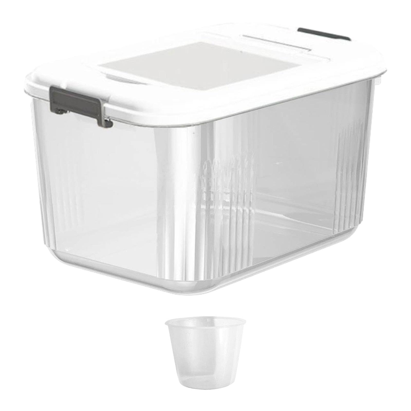 Ujeavette Grain Rice Storage Container Airtight Rice Storage Bin For Cereal Flour Nuts 12.5Kg White
