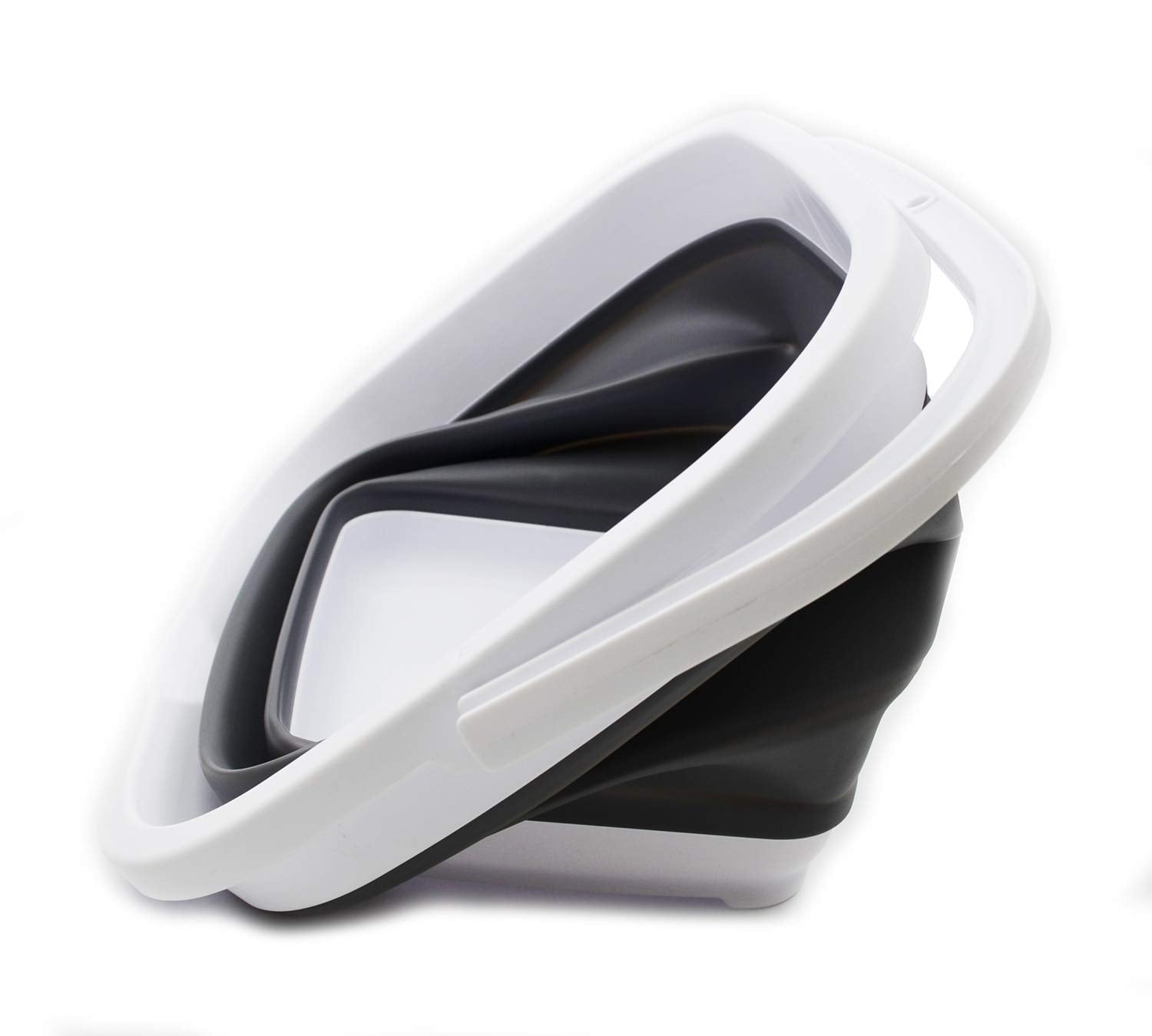 SAMMART 11L (2.9 Gallon) Collapsible Rectangular Handy Basket/Bucket (1  White/Grey)