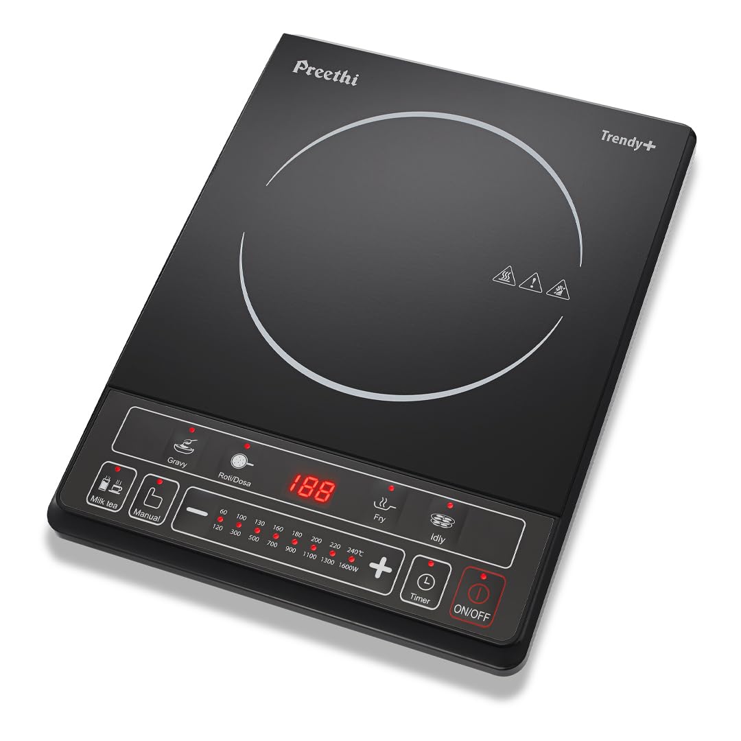 Preethi Trendy Plus 116 Induction Cooktop, 1600Watt Electric Stove, Soft Touch Button (Black)