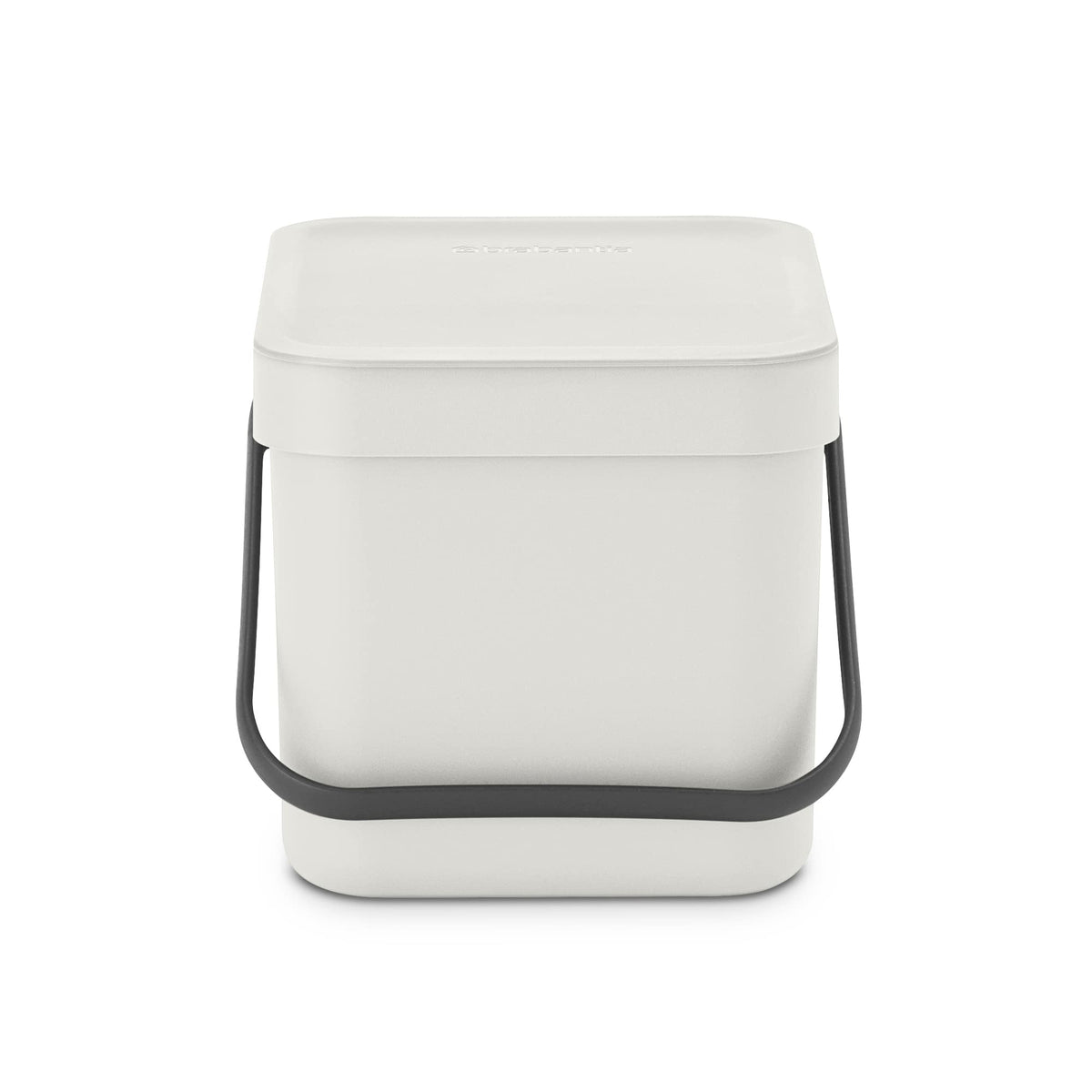 Brabantia Sort & Go Food Trash Can (16 Gallight Gray) Small Countertop Kitchen Compost Caddy With Handle & Removable Lid, Easy C