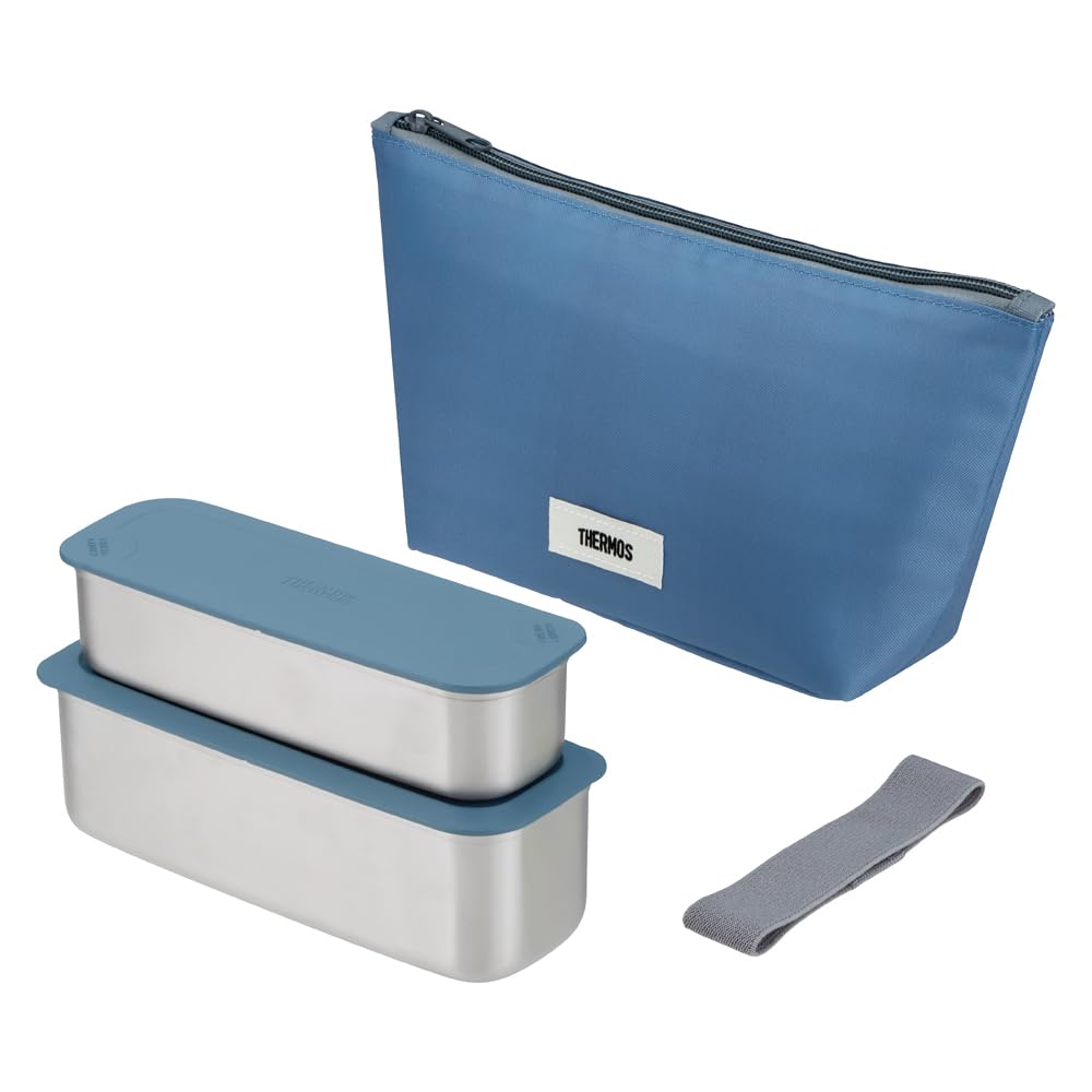 Thermos DSA605W GNV 2Tier Slim Fresh Lunch Box, 21.8 fl oz (635 ml), Gray Navy