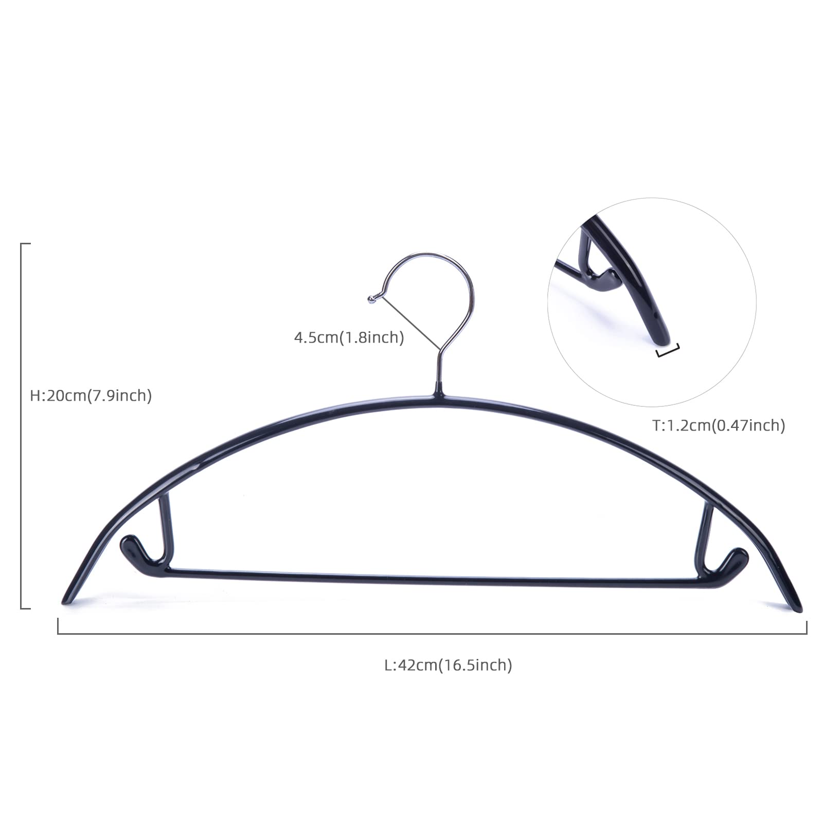 Nature-Smile 20 Pack Non Slip Suit Hanger Coat Jacket Hangers Sweater Hangers PVC Coating Metal Hangers for Pants Shawls Belts Bras - Dimple & Crease Free T Shirt Hangers Black Color?