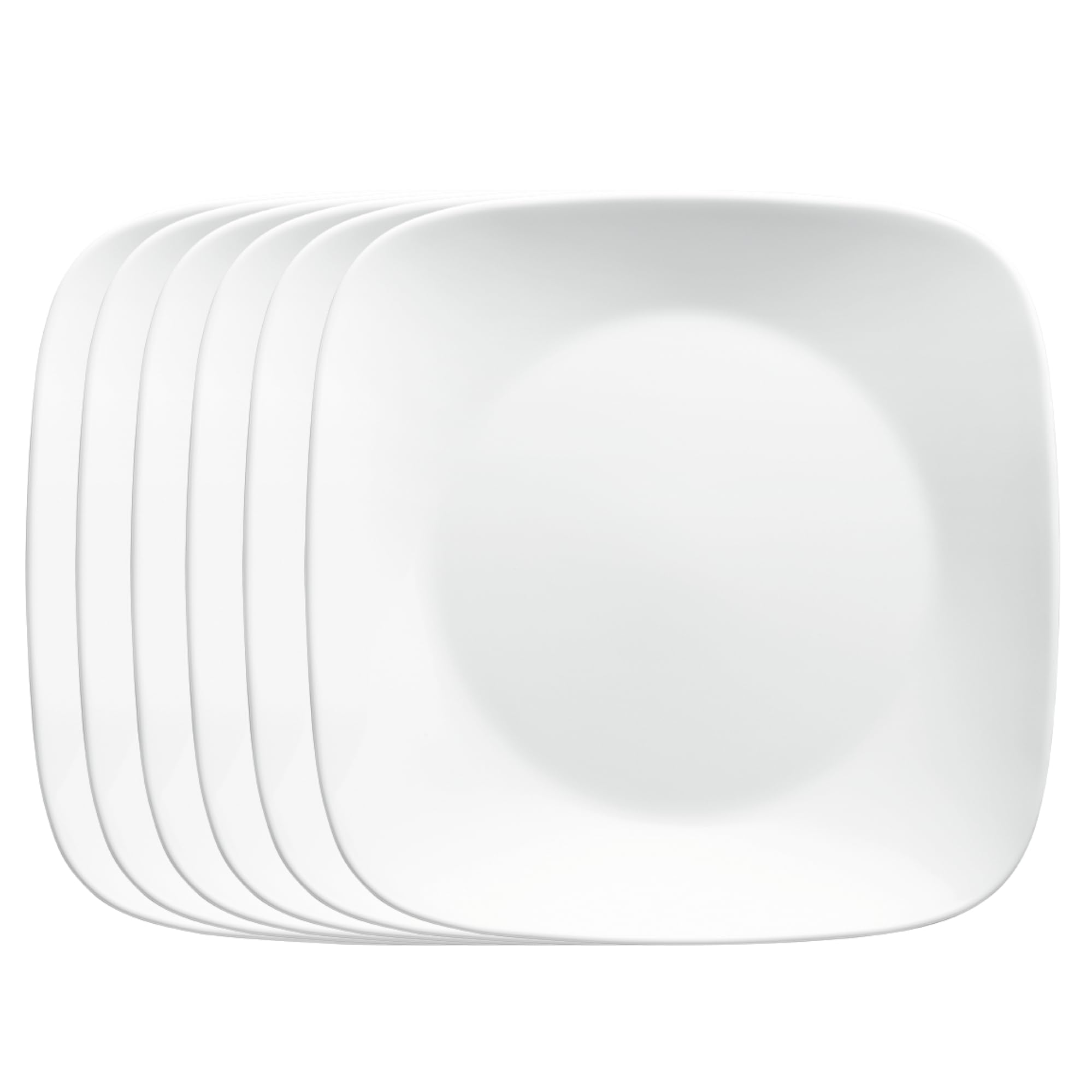 Corelle Vitrelle 6-Piece Salad Plates Set, Triple Layer Glass and Chip Resistant, Lightweight Square 9-Inch Plates, White