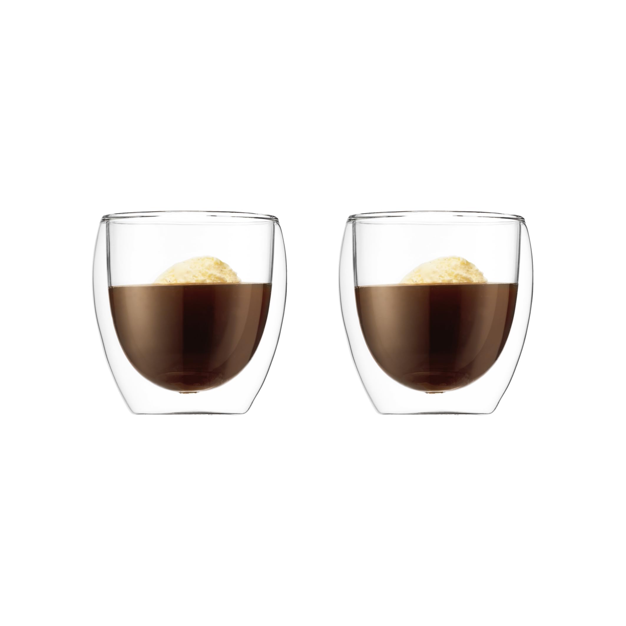 Bodum 8 oz Pavina Double Wall Glasses, High Heat Borosilicate Glass, 2 Pack, Clear