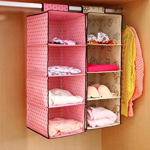 Pretox 4 Pockets Wardrobe Door Wall Mounted Clothing Underware Hanging Storage Bag Multi Colour (1 Piece)