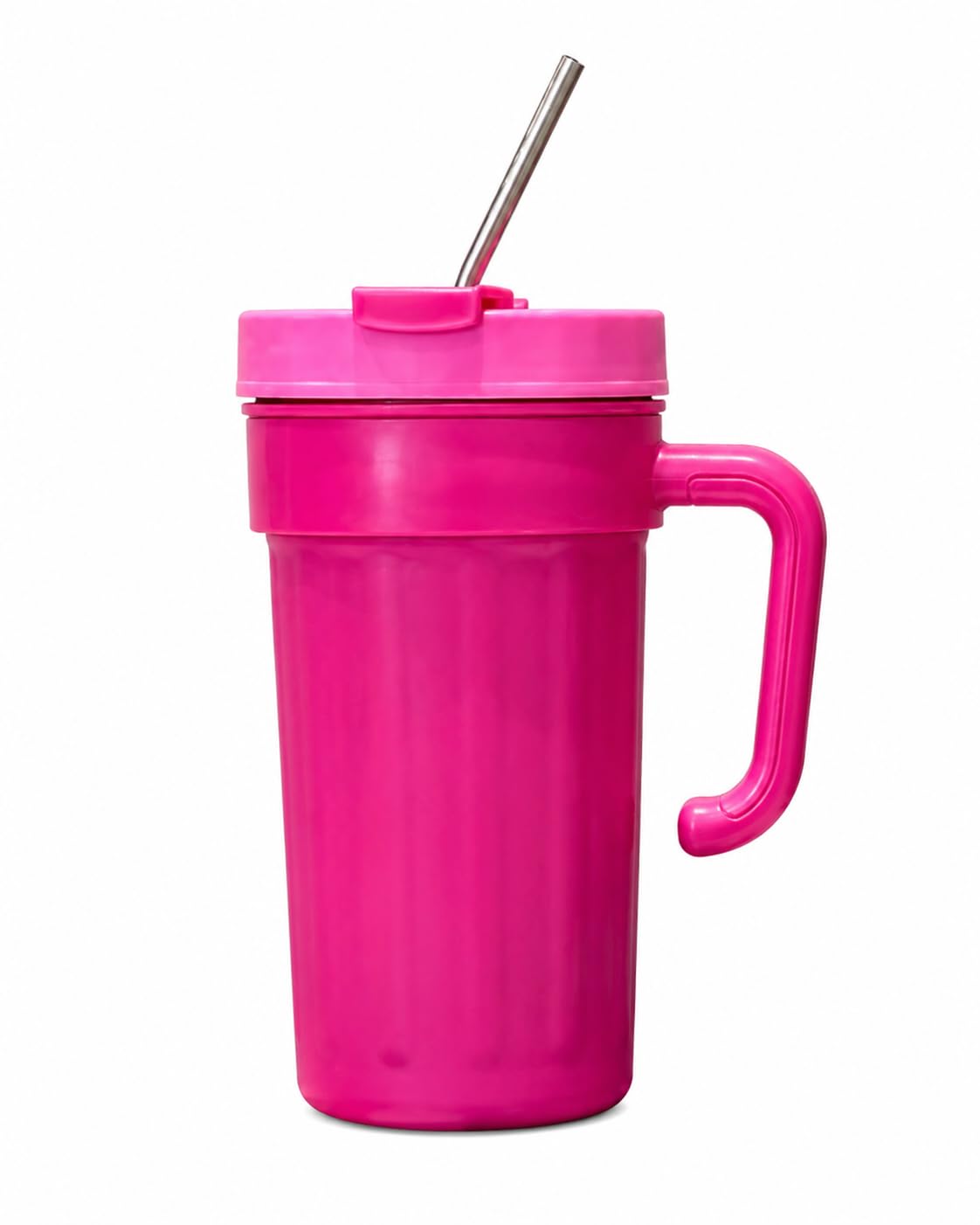 Essent Yl Stainless Steel Tumbler With Handle & Straw, Double Wall Travel Mug With SplashResistant Lid For Coffee, Tea, Water &