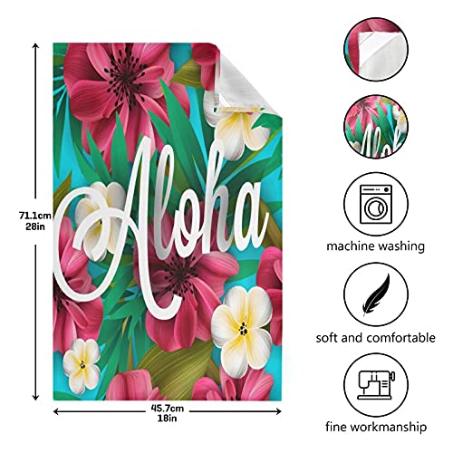Slhkpns Aloha Flower Kitchen Dish Towels Set Of 4,Palm Leaves Tropical 18X28In Absorbent Dishcloth Reusable Cleaning Cloths For