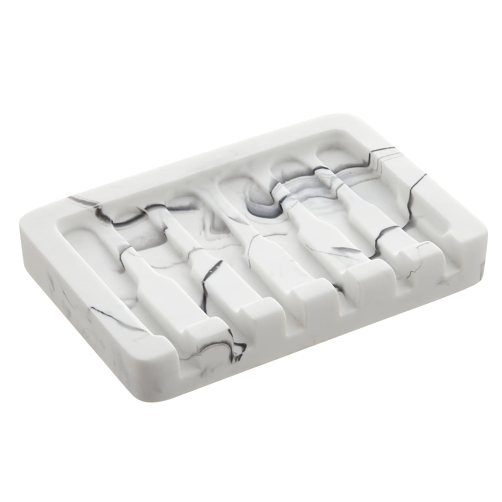Iniunik Self Draining Soap Dish, Marble Look Soap Dishes For Bar Soap, Shower Soap Holder Sponge Holder Soap Tray Soap Savers Fo