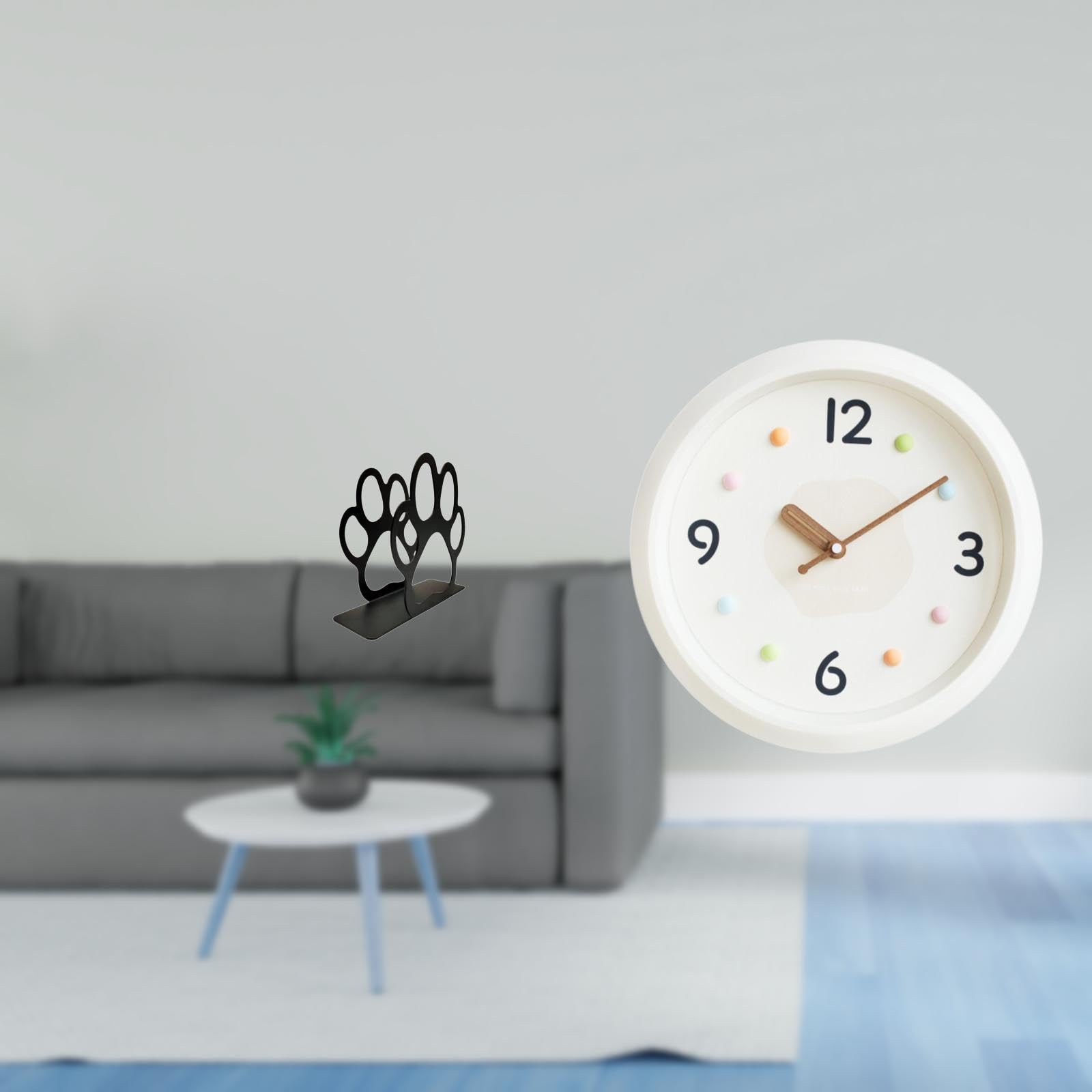 Enakshi Iron Napkin Holder Multi Purpose Bill Holder Cute Dog Paw Modern Wall Clock Wall Hanging Clock Round No Ticking Quiet La