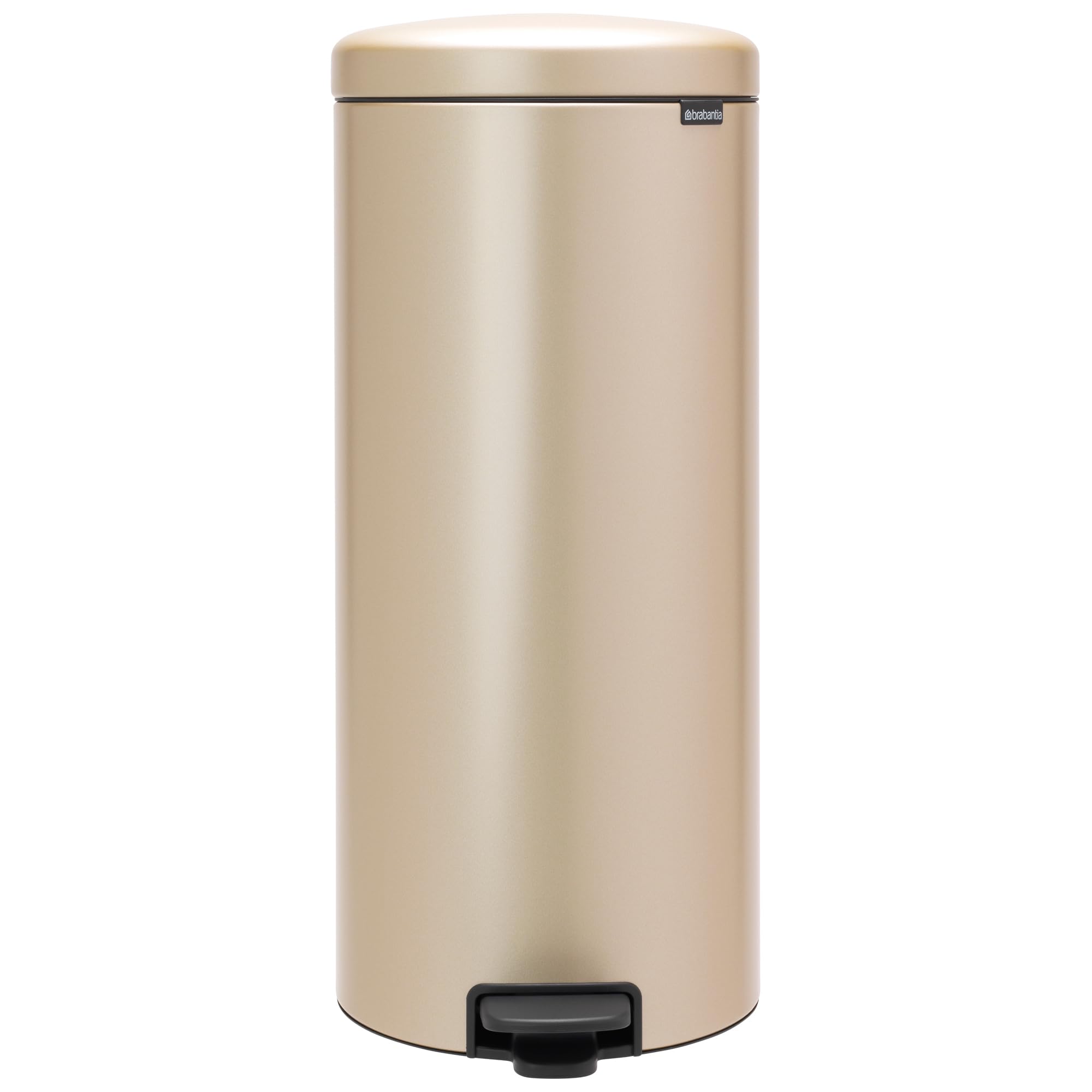 Brabantia NewIcon Pedal Bin 30 L (Metallic Gold) Soft-Closure Kitchen Rubbish Bin with Removable Inner Bucket + Free Bin Bags