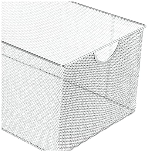 Ybm Home 2321-1116-198Set Open Bin Storage Basket Organizer, Set Of 3 13.25 X 8.5, 12 X 8 & 14.5 X 9, Silver, 3 Count