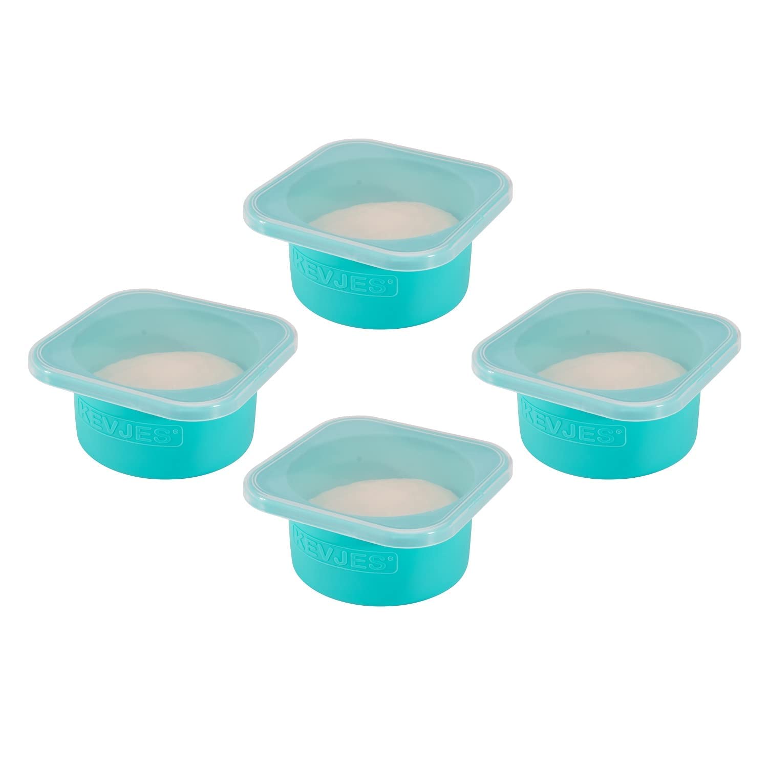 Kevjes Stackable Silicone Pizza Dough Tray With Lid-2 Pack-500Ml Portioon (Blue, 4)