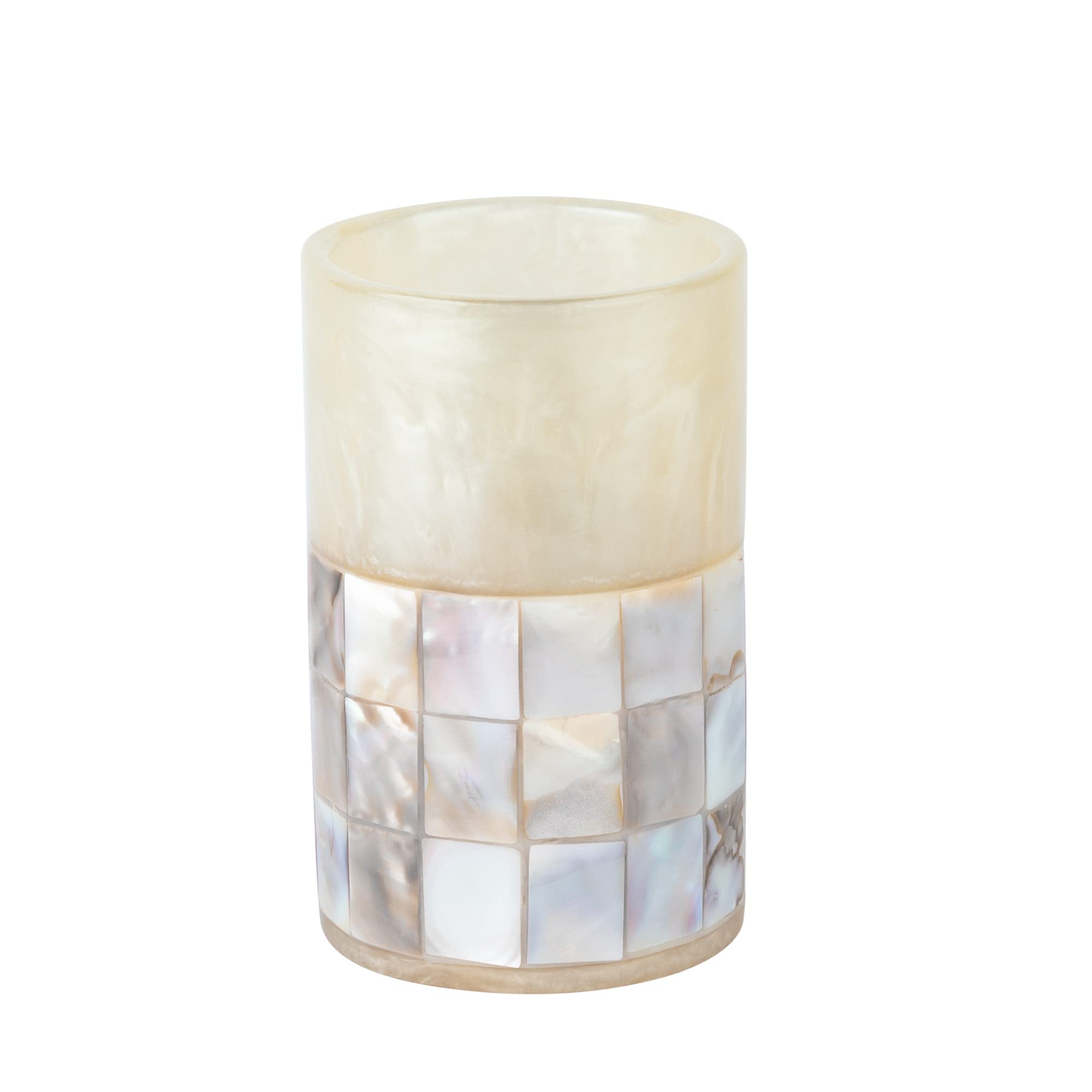 Creative Scents Bathroom Tumbler Cup - Decorative Bathroom Cup For Mouth Rinsing Made In Beautiful Mother Of Pearl Shells, Tooth