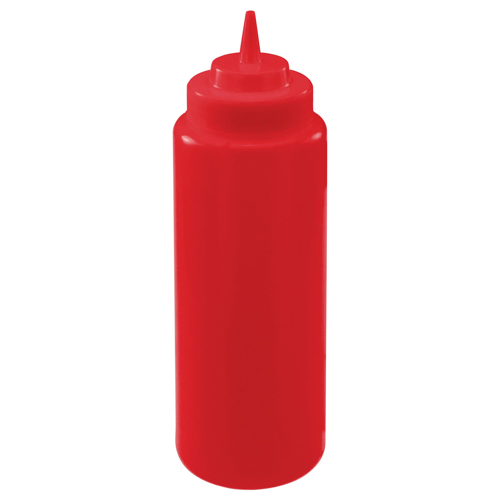 Squeeze Bottle, 32 Ounce, Wide Mouth, Plastic, Red (6 pieces/Unit)