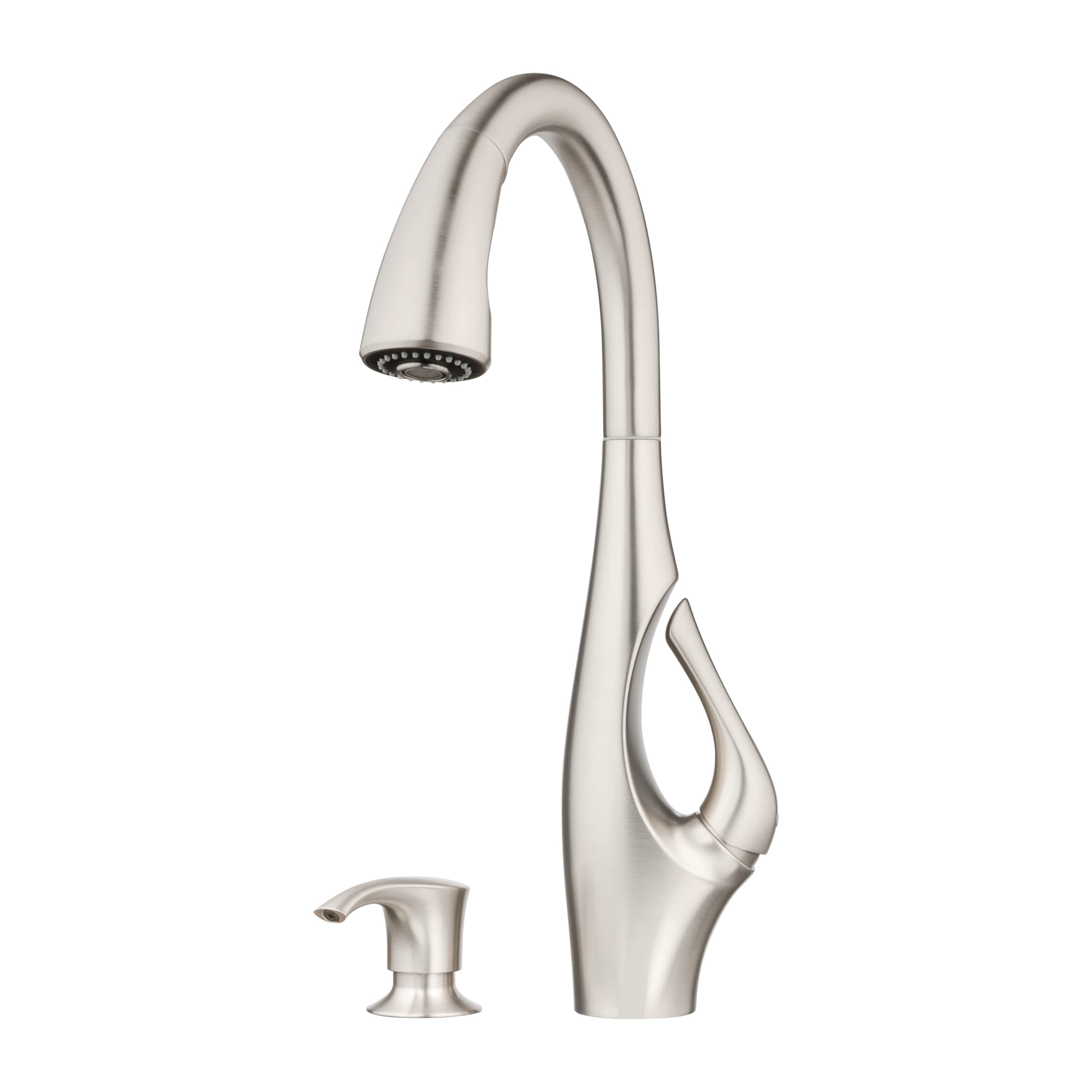 Pfister Indira Kitchen Faucet with Pull Down Sprayer and Soap Dispenser, Single Handle, High Arc, Spot Defense Stainless Steel F