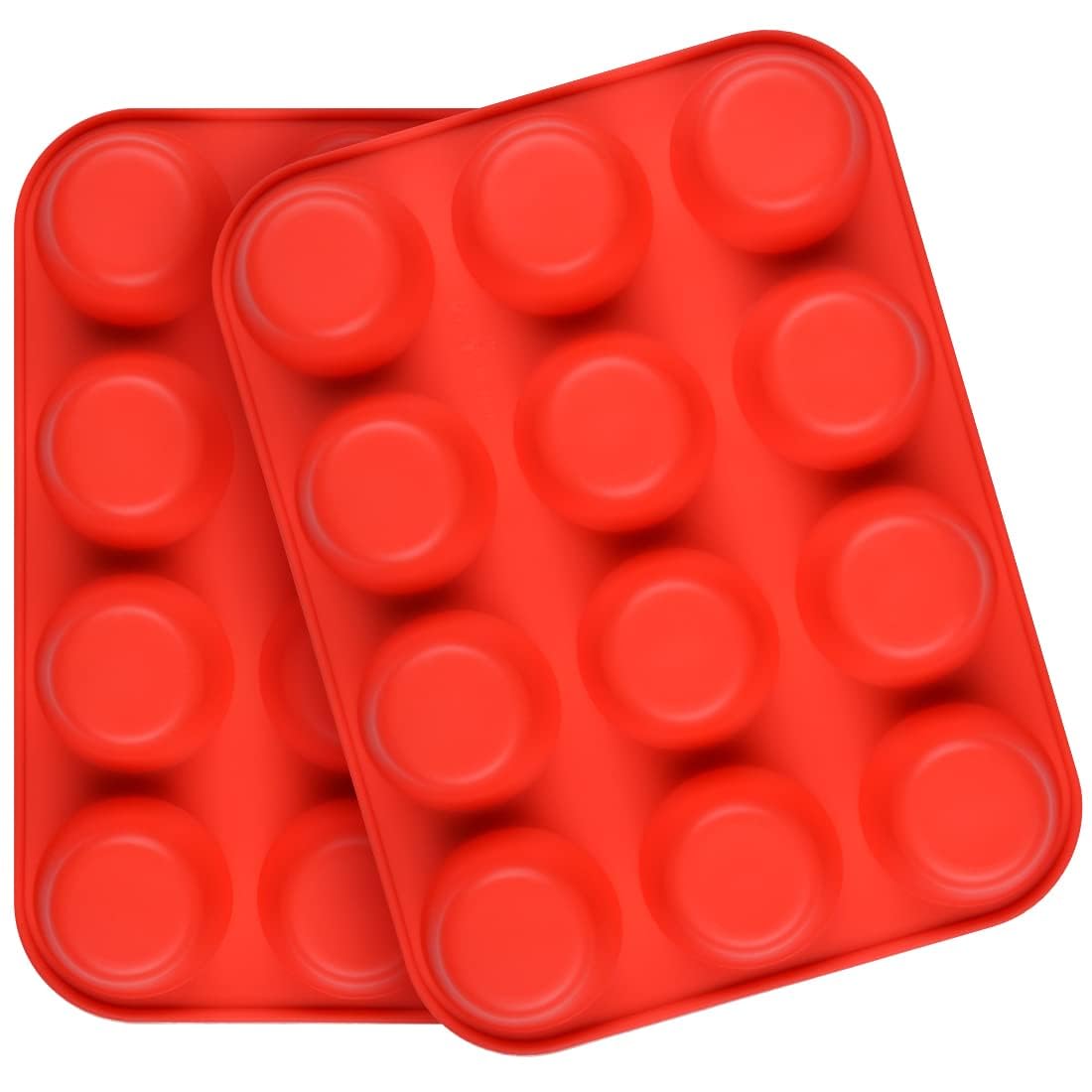 Caketime Silicone Muffin Pan, 12-Cup Cupcake Pan For Baking 3 Pack Nonstick Food Grade Silicone