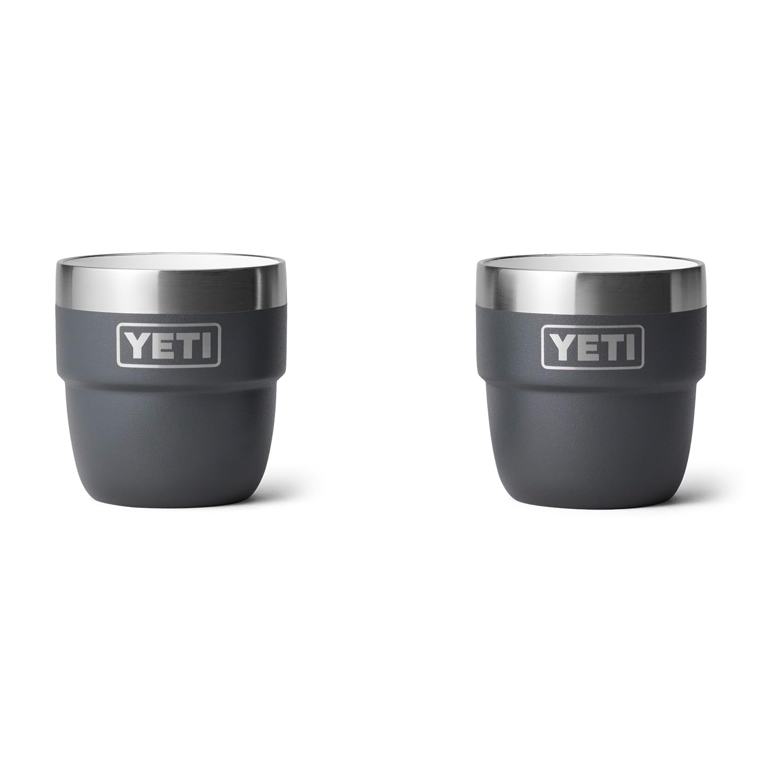 YETI Rambler 4 oz Stackable Cup, Stainless Steel, Vacuum Insulated Espresso/Coffee Cup, 2 Pack, Charcoal