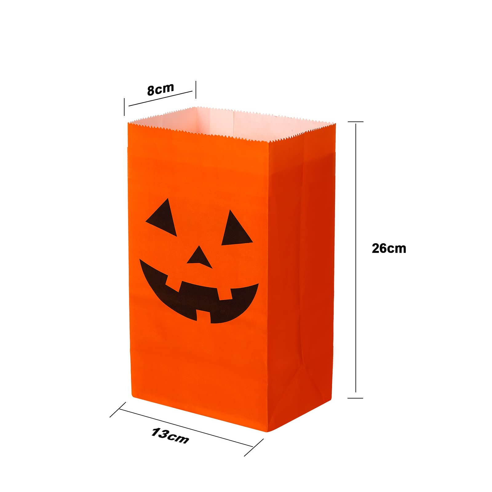 Tatuo Halloween Pumpkin Paper Bags Candy Party Bags Present Paper Bags Grocery Bags Crafting Paper Bags Lunch Flat Bottom Hallow