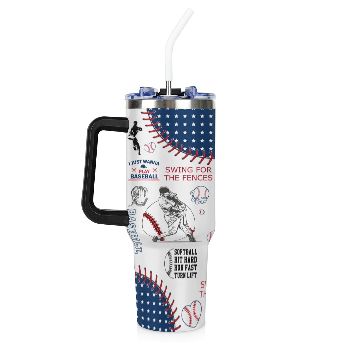 Baseball Water Bottles for Boys 40oz  Sport Travel Stainless Steel Tumbler with Lid Vacuum Insulated Leak Proof Thermo Tumbler 