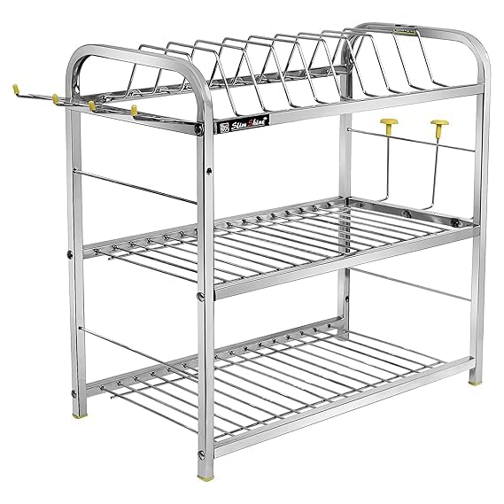 Slimshine Kitchen Dish Rack/ Plate Cutlery Stand/Kitchen Utensils Rack/Modern Kitchen Storage Rack (18 X 18,Alloy Steel)