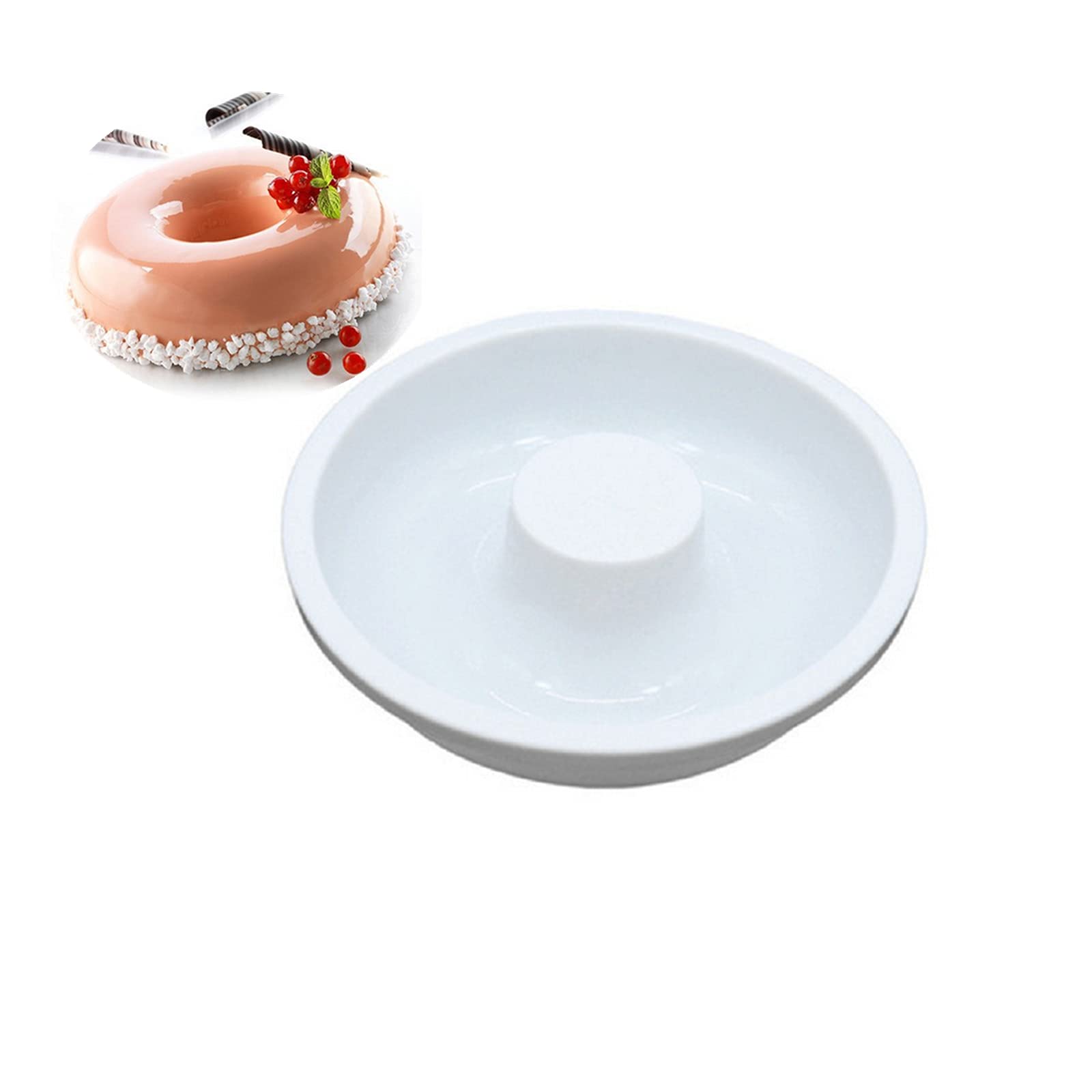 Dodxiaobeul 7 Inch Silicone Baking Molds,Fluted Tube Cake Pans,Round Shape Non Stick Molds,Silicone Oven Safe Chocolate Mousse D