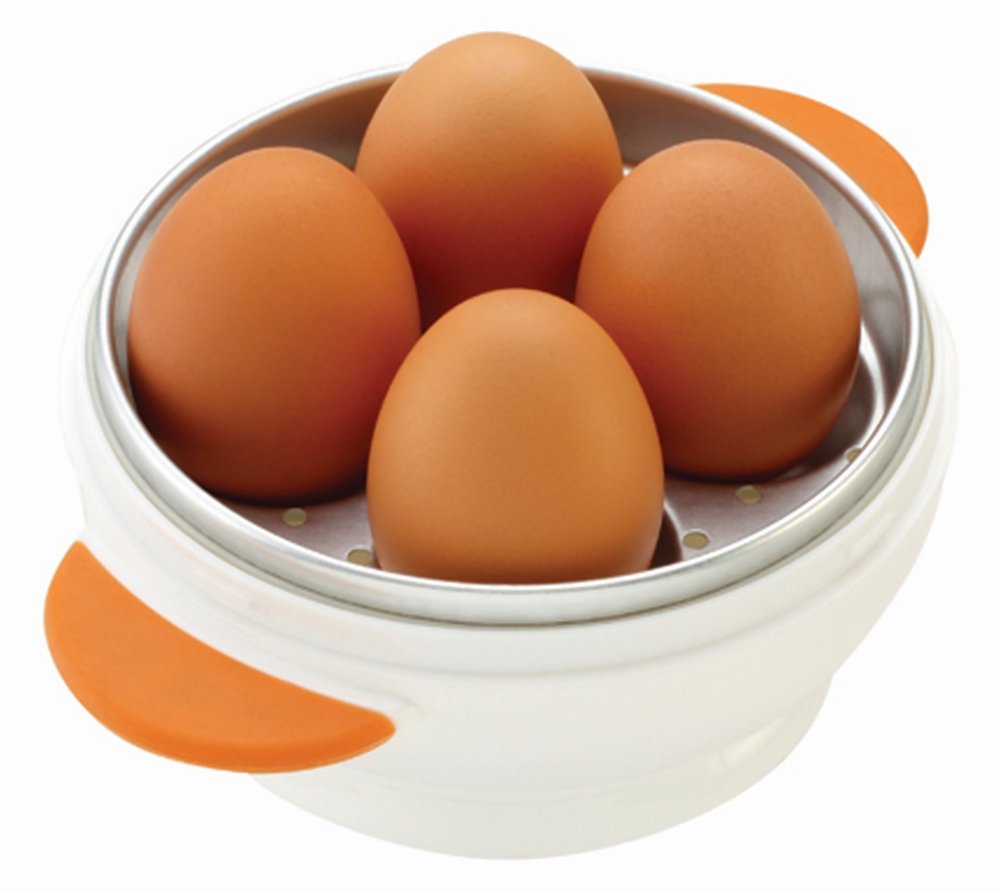 MSC International 4 Boiler Joie Big Boiley Microwave Egg Cooker  A  White with Orange Handles