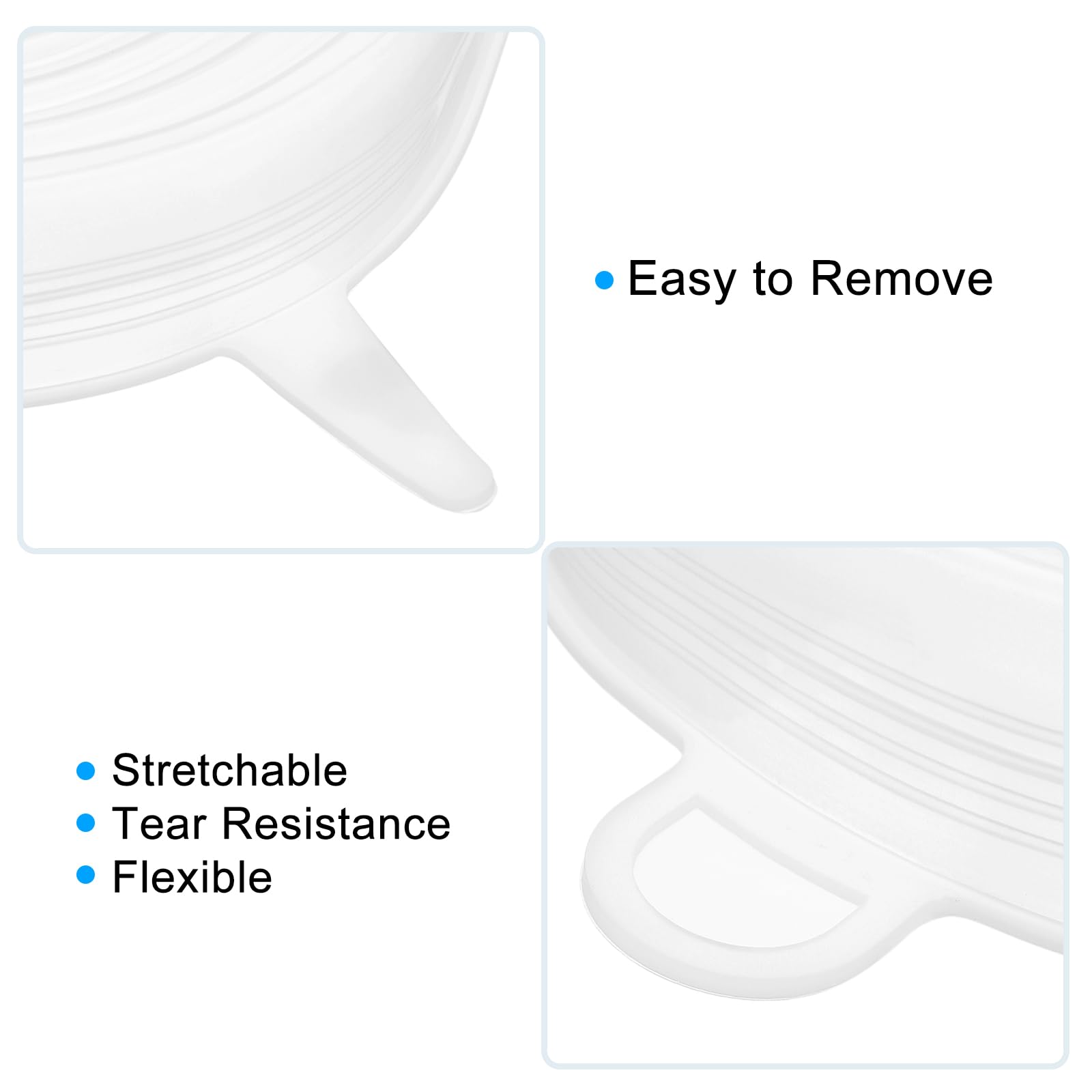 uxcell Silicone Stretch Lids, 4-Pack Reusable Bowl Covers, 3.74" Round, White