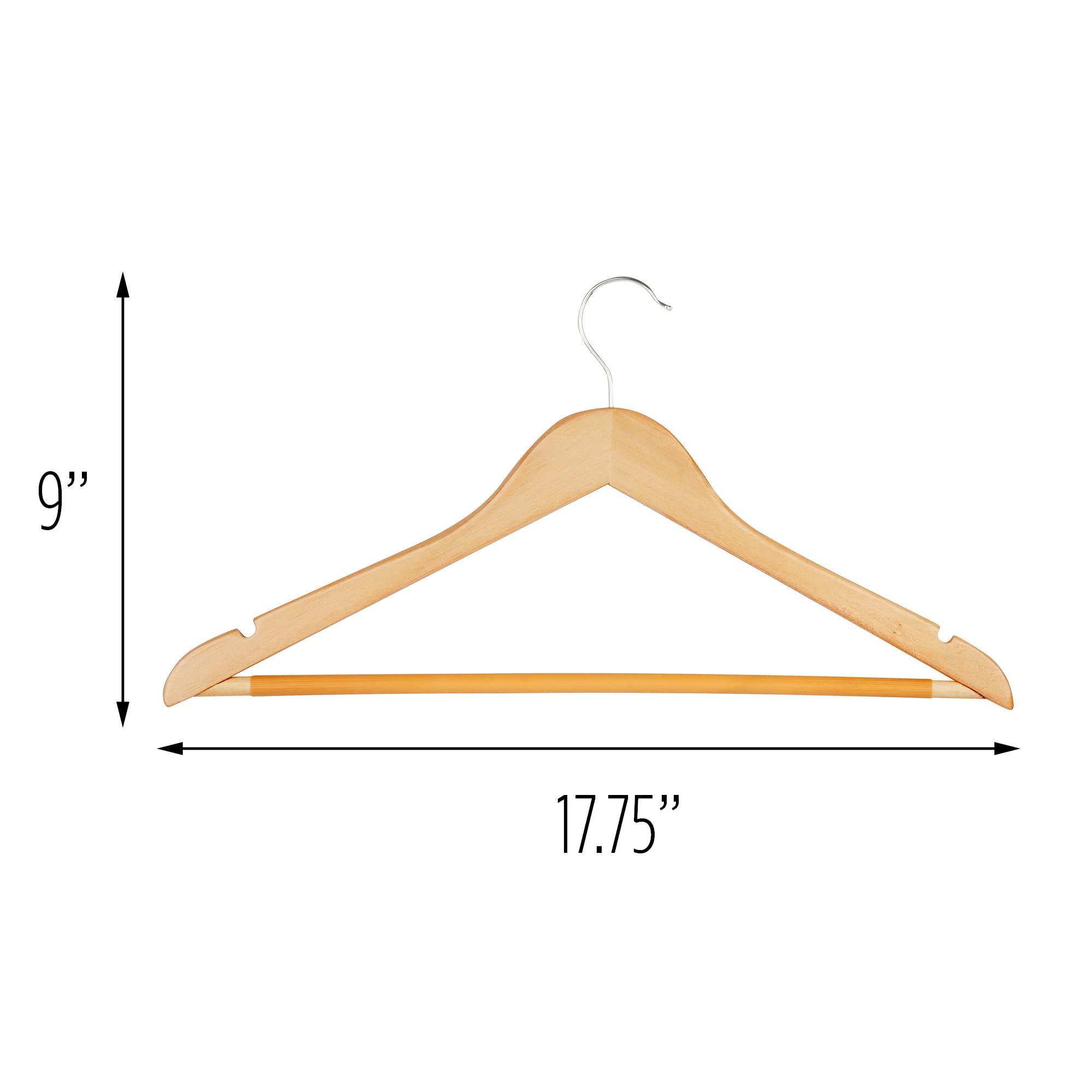 Honey-Can-Do Hng-01334 Wood Hangers With Non-Slip Grooved Bar, 24-Pack, Maple