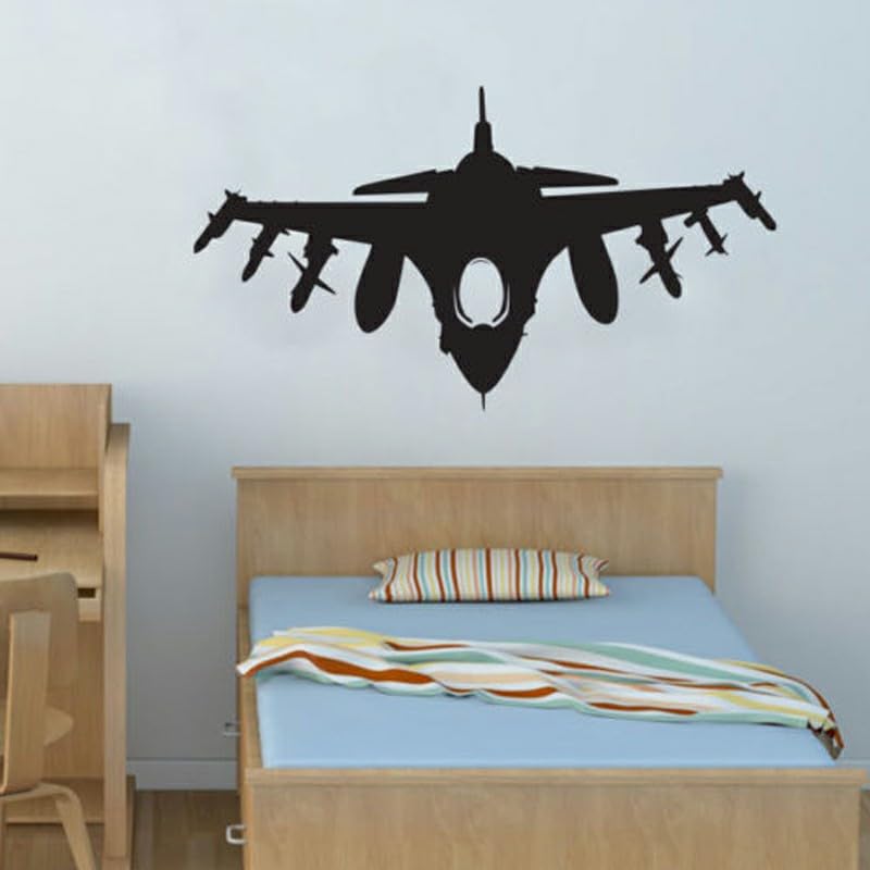 GADGETS WRAP Wall Decal Vinyl Sticker Army Fighter Plane for Office Home Wall Decoration