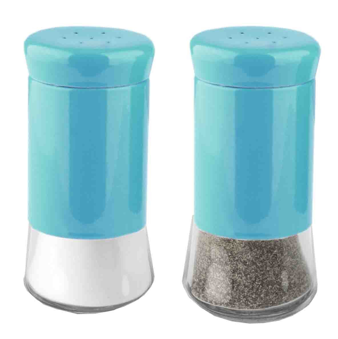 Home Basics Essence Collection Salt And Pepper Shaker Set, Turquoise Blue