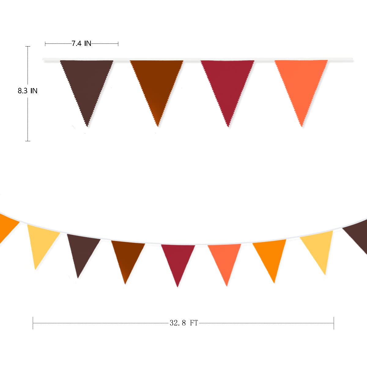 32Ft Fall Banner Decorations Triangle Flag Fabric Pennant Garland Bunting For Happy Fall Decor Thanksgiving Day Harvest Autumn W