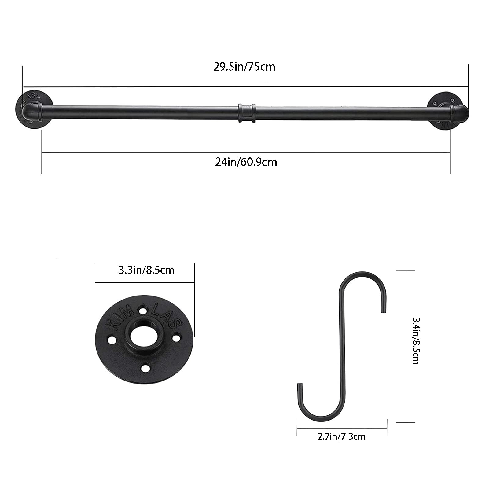 24 Inch Industrial Pipe Towel Bar  Elibbren Bathroom Hardware Towel Bar Accessory  DIY Wall Mount Bath Towel Rack Holder  1 Pack