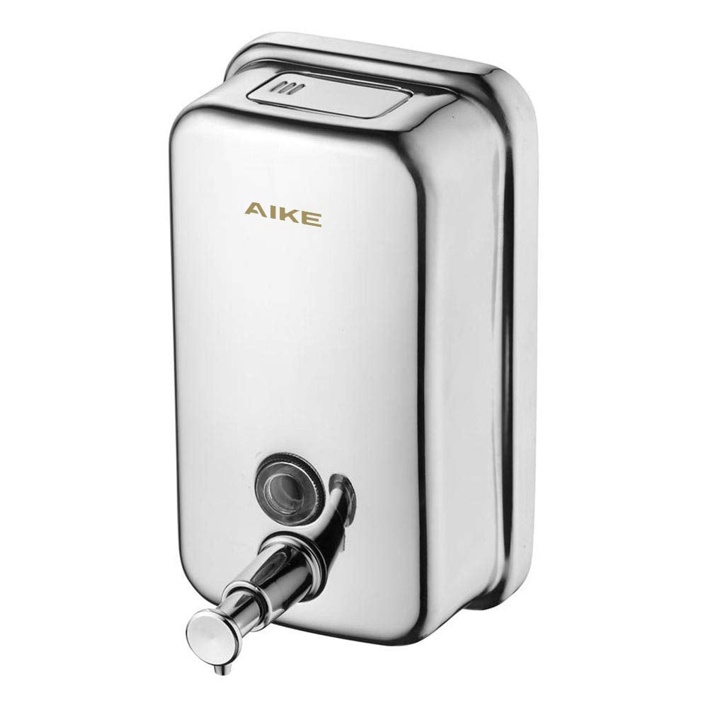 Aike Polished Stainless Steel Wall Mount Pump Soap Dispenser Polished 17 Fl.Oz. Ak1001