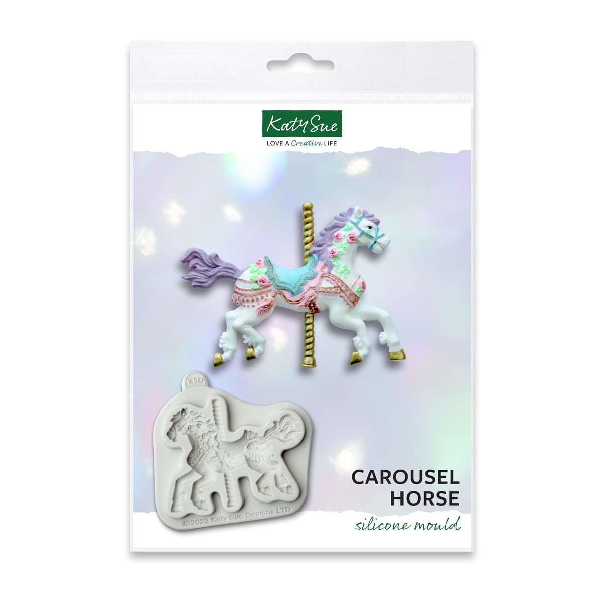 Katy Sue Carousel Horse Silicone Mold For Cake Decoratng & Craft - Makes A Beautifully Detailed Fairground Horse - Mold Size 3.2