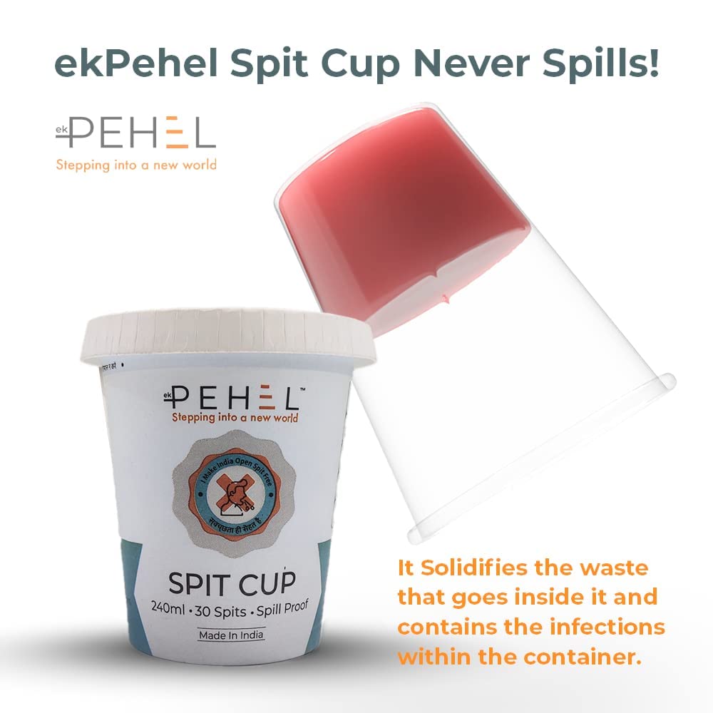 Ekpehel Disposable Paper Spitting Cup - Pack Of 10, Unique Mechanism Solidifies The Liquid Waste, Sputum Spit Mug With Lid Cover