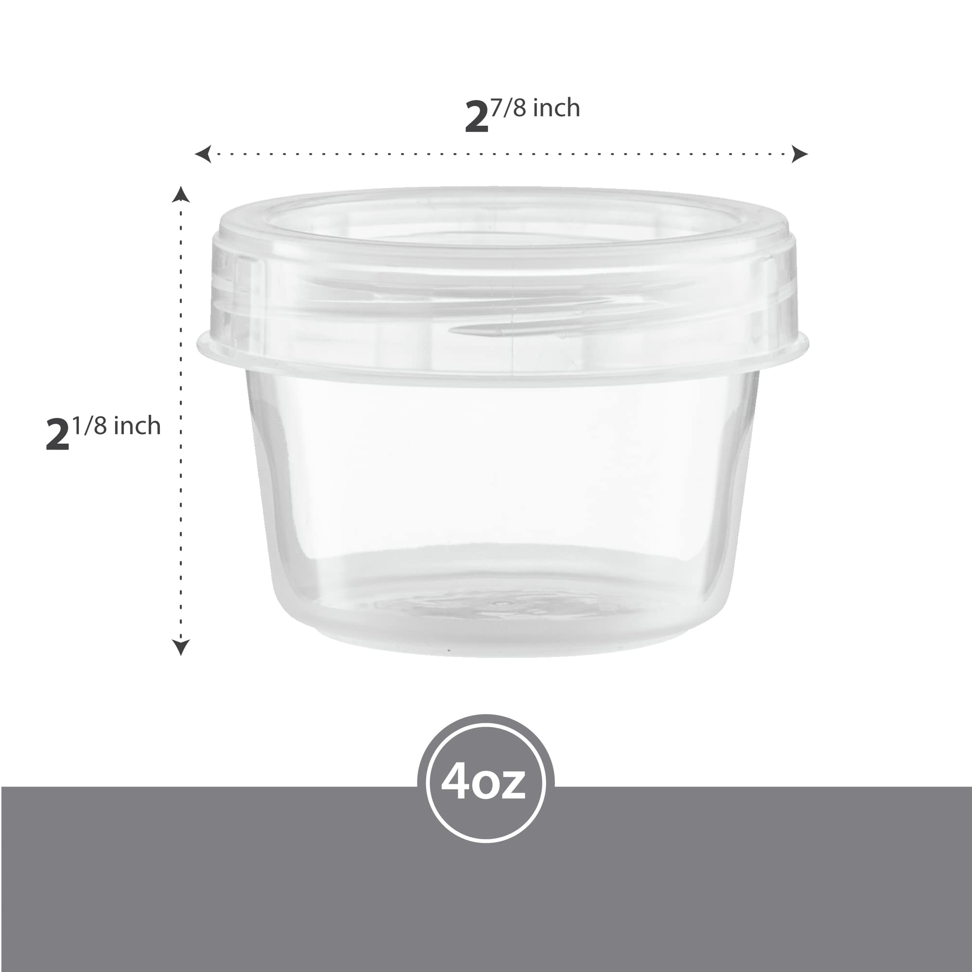Elegant Disposables (4 Ounce 10 Pack) Clear Twist cap Containers Clear with Screw on Lids Twist Top Food Storage Freezer Containers