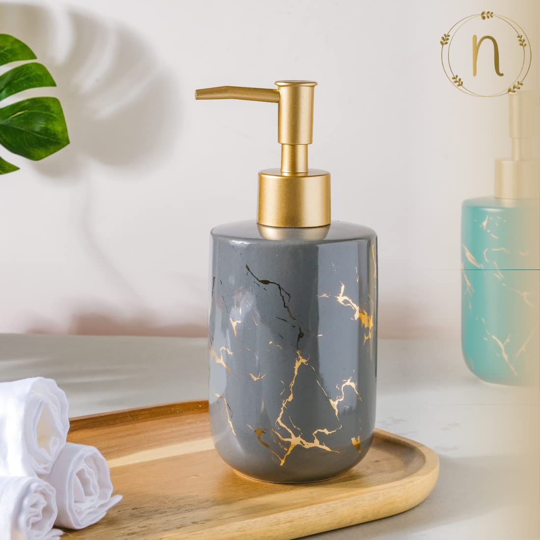 Nestasia Long-Lasting Liquid Marble Finish Shampoo Dispenser Bottle For Bathroom|Liquid Dispenser For Kitchen|Soap Dispenser For