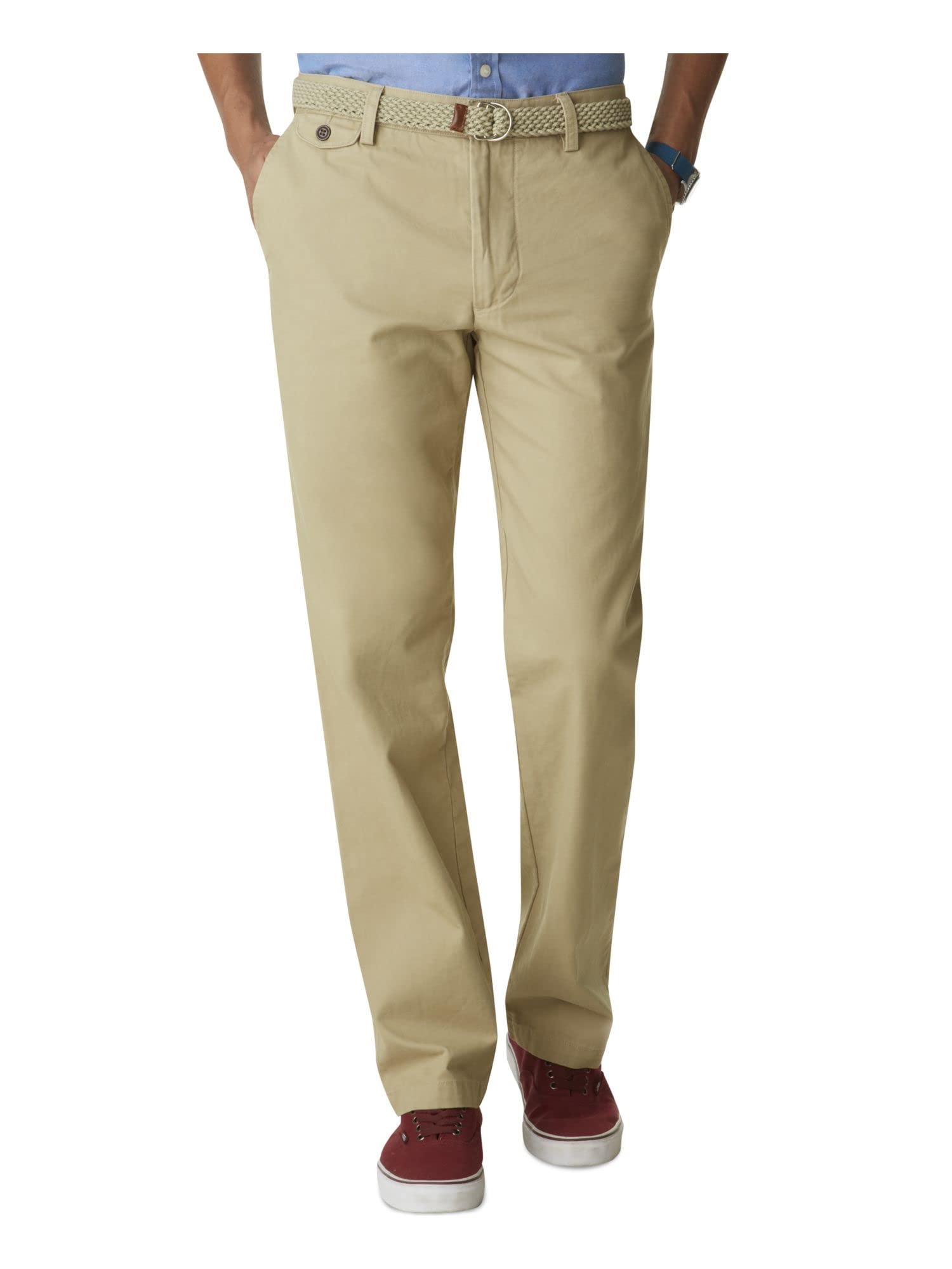 Dockers Mens Relaxed Fit Comfort Khaki Pants - Pleated, British Khaki (Stretch), 34W X 30L