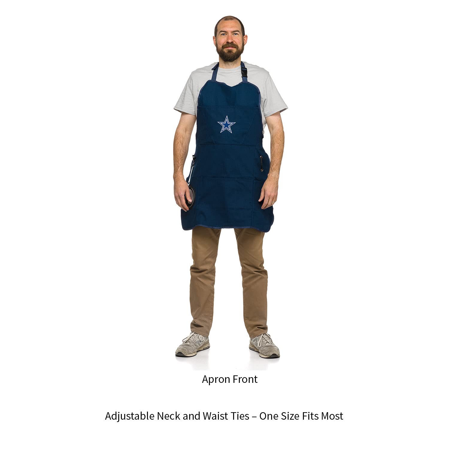 Team Sports America NFL Dallas Cowboys Ultimate Grilling Apron  Bottle Opener and Insulated Beverage Holder  Heavy Duty Durable Cotton Canvas 300 GSM  Machine Washable  Adjustable Straps