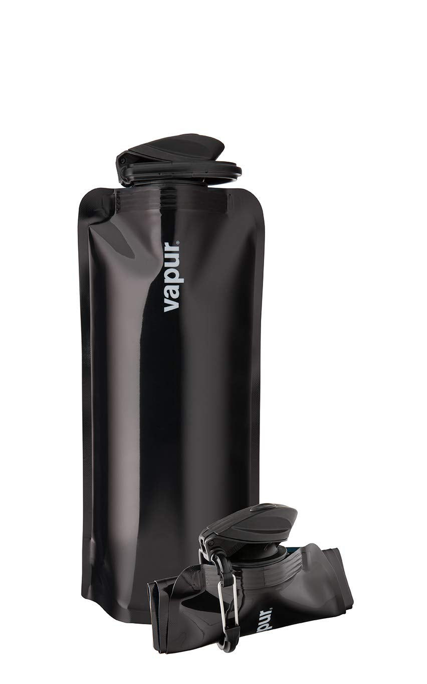 Vapur Flexible Collapsible Wide Mouth Anti-Bottle With Detachable Carabiner, 23 Ounce, Black, Pack Of 1