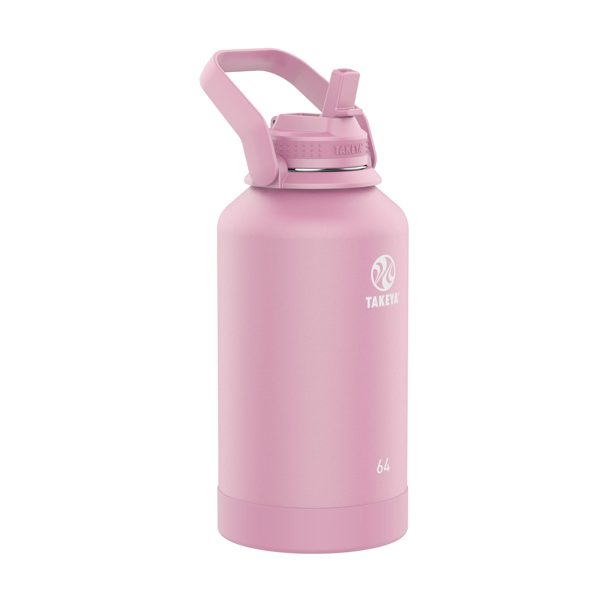 Takeya Actives 64 Oz Vacuum Insulated Stainless Steel Water Bottle With Straw Lid, Premium Quality, Pink Lavender